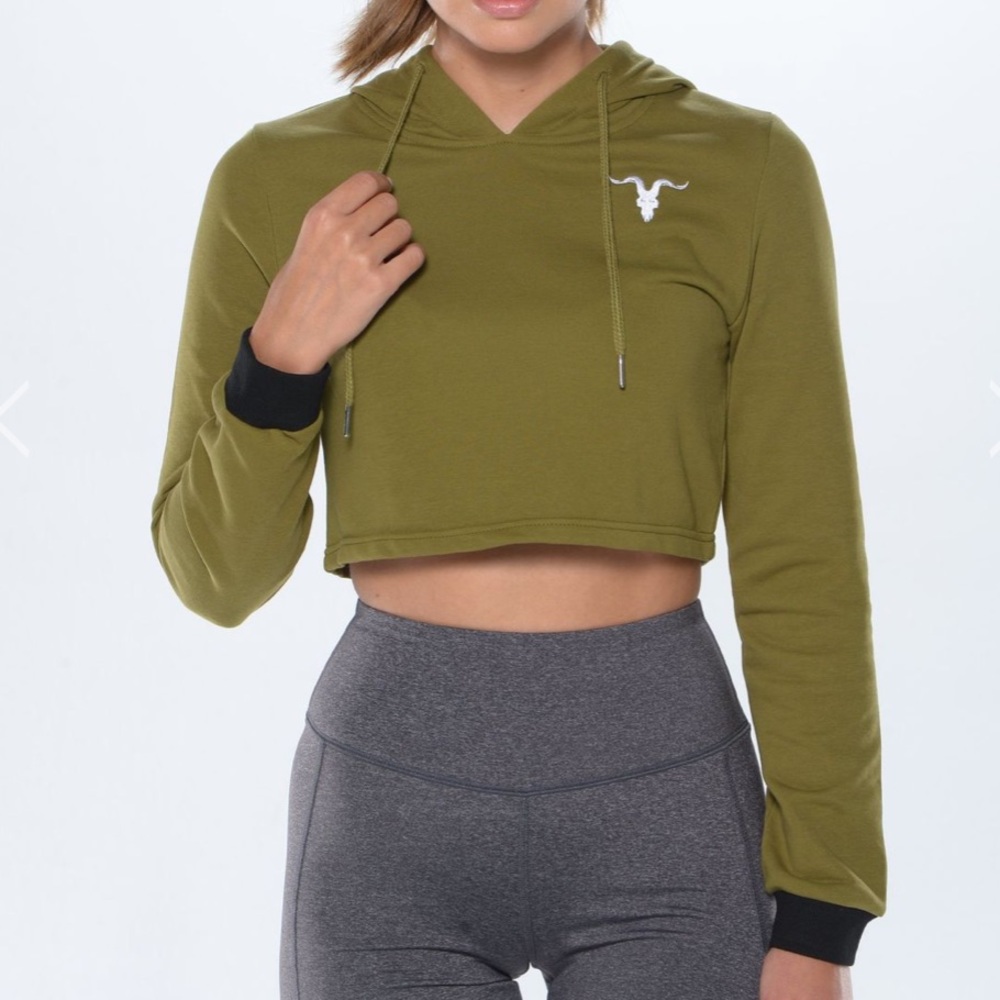Ignite Army Green Super Cropped Hoodie NWOT